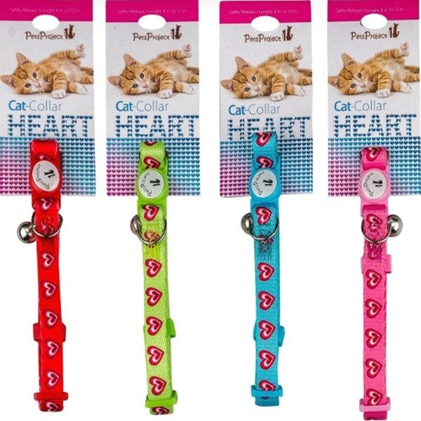 קולר לחתול צבעוני לבבות