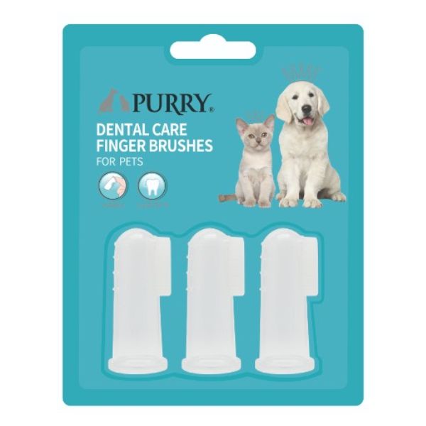 מברשות אצבע סיליקון Purry לכלבים לכלבים וחתולים - 3 יח'
