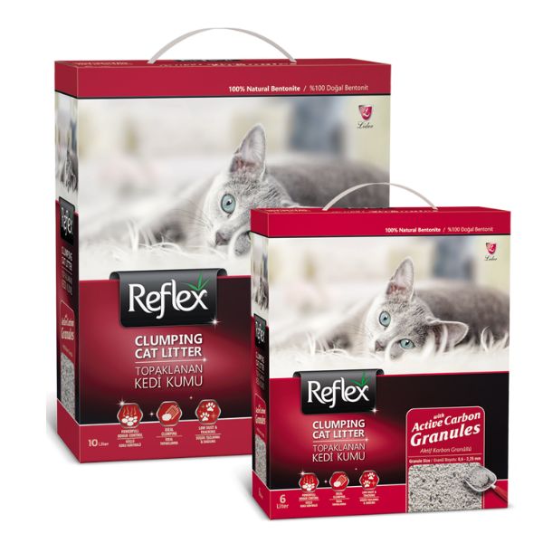 רפלקס חול לחתולים מתגבש גרגירים גדולים עם פחם פעיל - 10 ליטר