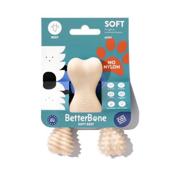 בטר בון Better Bone צעצוע לעיסה לכלבים עוצמה קלה SOFT בטעם בקר - מיני