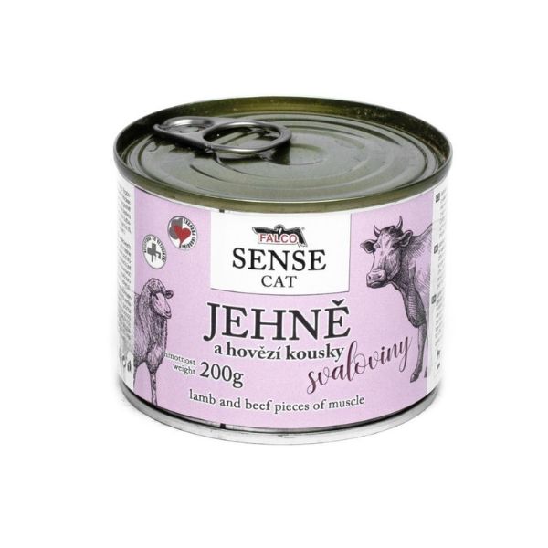 Falco Sense Cat מזון רטוב בשימורים לחתולים כבש בקר וחזיר - 200 גרם