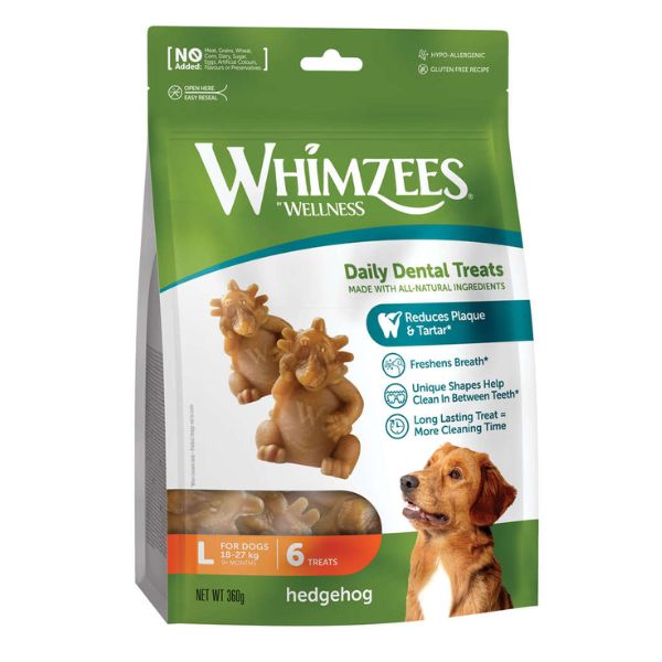 ווימזיז Whimzees קיפוד דנטלי גדול 6 יח' באריזה -  360 גרם