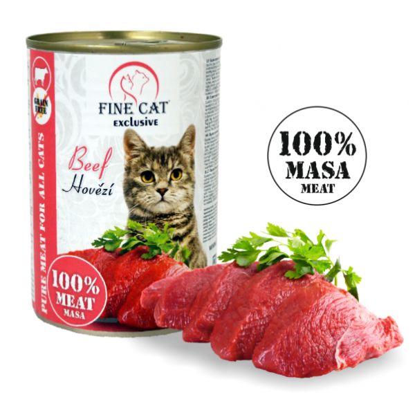 Fine Cat פיין קט מעדן לחתולים 100% בשר פטה בקר - 400 גרם