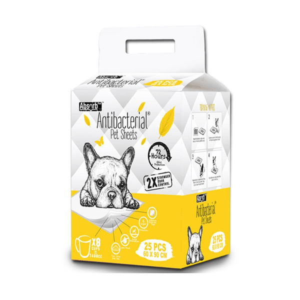 אבסורב משטחי פדים לאילוף גורים אנטיבקטריאלי 25 יח' גדולות 60X90 ס"מ