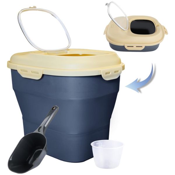 מיכל אחסון מתקפל איכותי לאוכל + כף - 25 ליטר