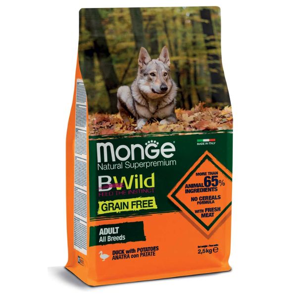 מונג' בי ויילד ברווז תפוח אדמה ללא דגנים - 12 ק"ג