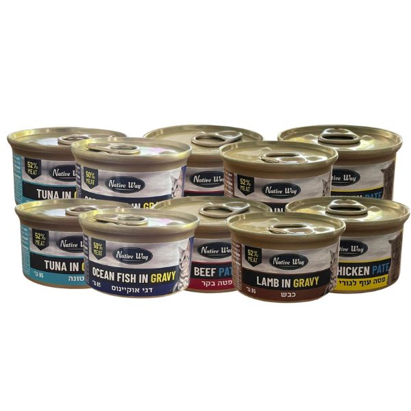 Native Way נייטיב וואי מעדן לחתולים מיקס טעמים- 85 גרם * 24 יח'