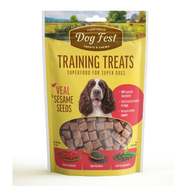 דוג פסט חטיף לכלבים קוביות עגל ושומשום - 90 גרם