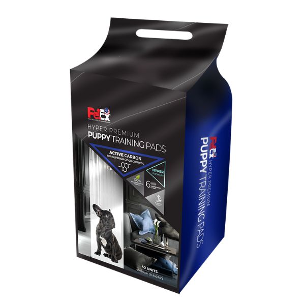 פדים לחינוך גורים בתוספת פחם פעיל - 50 י"ח בשקית עם ידית אחיזה