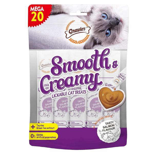 גנולרס קרם ליקוק לחתולים בטעם סלמון אריזת חסכון 20 יח' - 300 גרם