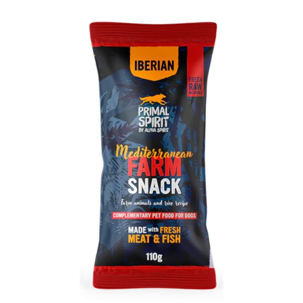 פרימל ספיריט Mediterranean Farm חטיף אילוף חצי לח עוף וחזיר - 110 גרם