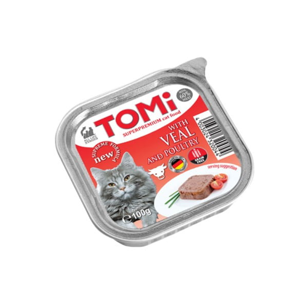 טומי מעדן פטה עגל ועוף 100 גרם לחתולים