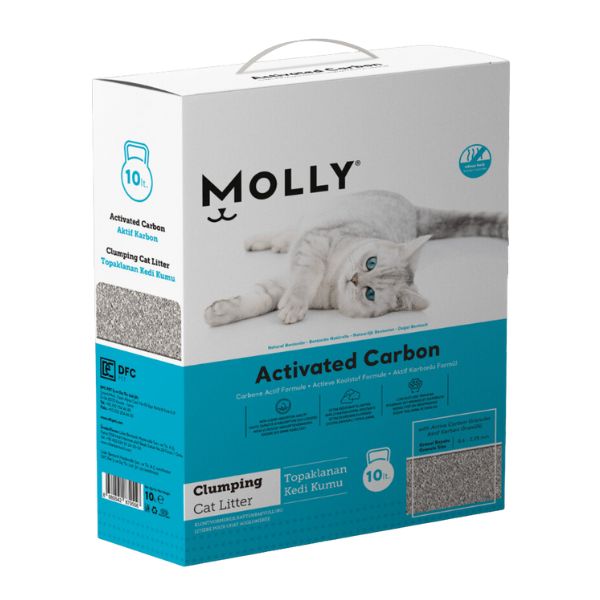 מולי חול לחתולים מתגבש עם פחם פעיל - 10 ליטר