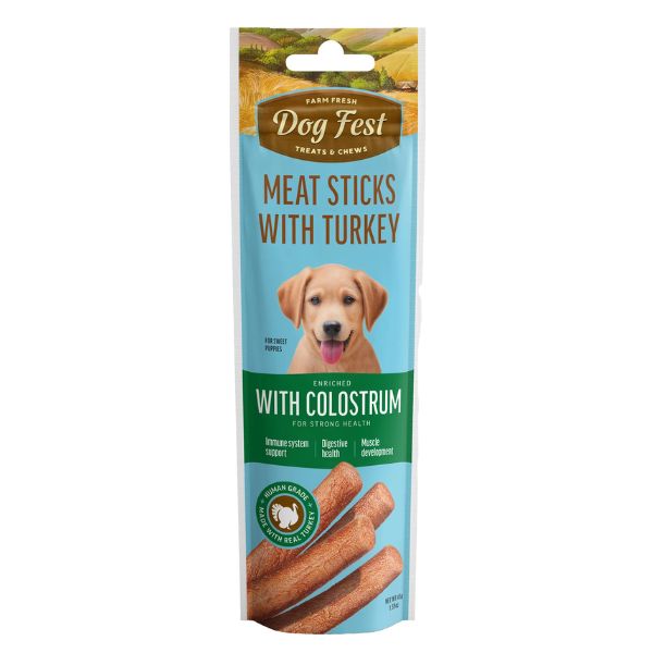 דוג פסט חטיף לכלבים מקלוני קולוסטרום הודו לגורים - 45 גרם