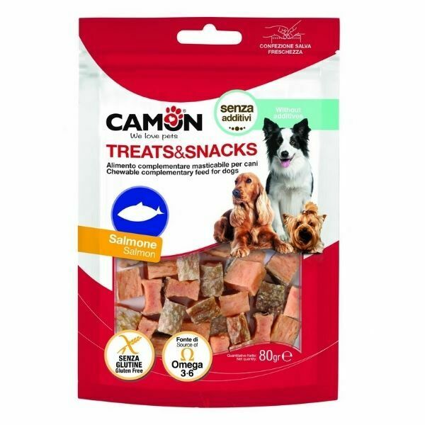 קמון חטיף קוביות סלמון עם עור 80 גרם