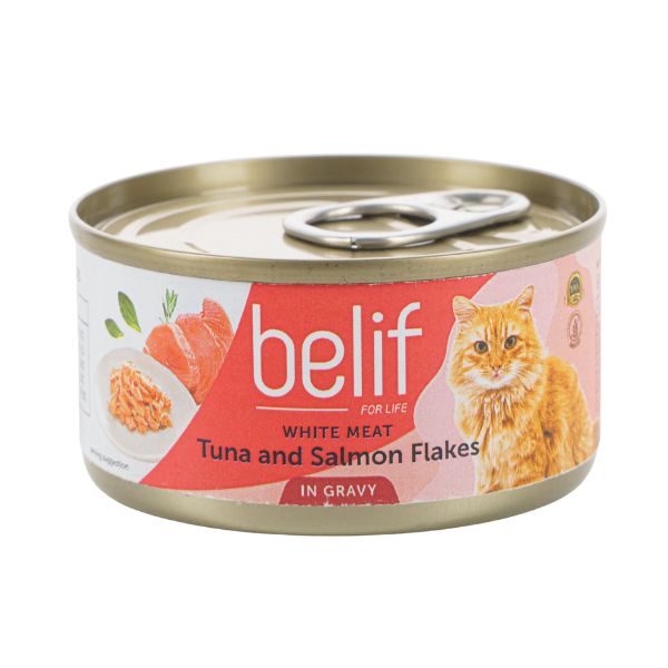 belif בליף מעדן טונה ופתיתי סלמון ברוטב- 80 גרם