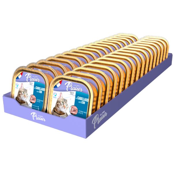 מגש פלסיר מעדן פטה עם דג קוד לחתולים 100 גרם * 32 יח