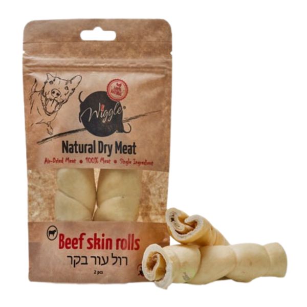 וויגל רול עור בקר 100% חטיף טבעי לכלבים - 2 יח'