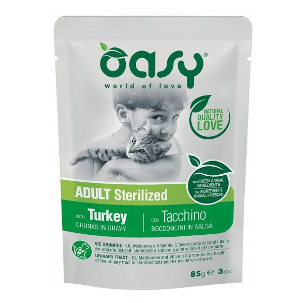 אואסי Oasy פאוץ' לחתולים נתחי הודו בציר עשיר - 85 גרם