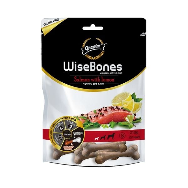 עצמות לעיסה Gnawlers סלמון ולימון - 200 גרם