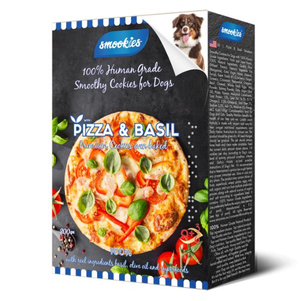 סמוקיס ביסקוויט לכלבים פיצה ובזיליקום - 200 גרם