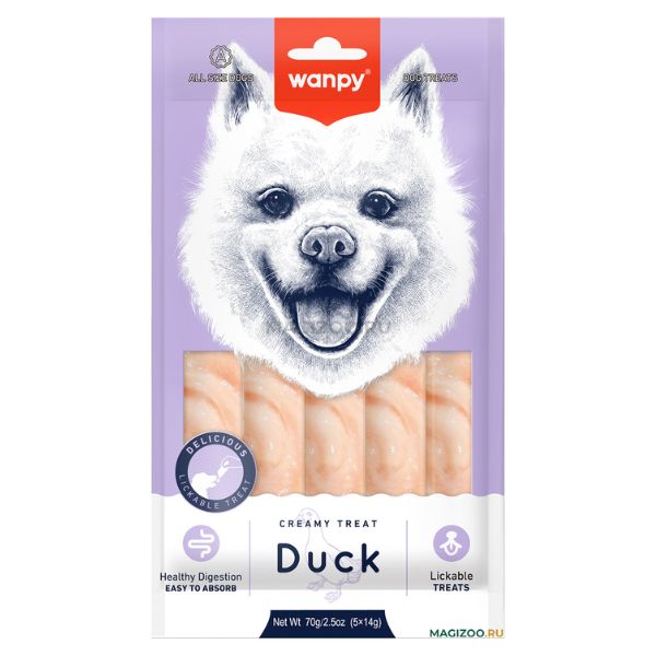 וונפי קרם ליקוק לכלבים ברווז - 70 גרם (15 גרם * 5 יח')