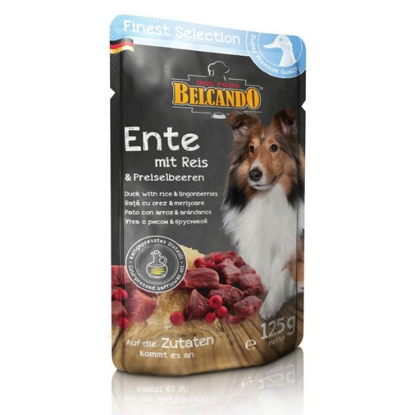 בלקנדו מחית מזון רטוב פאוץ' לכלבים -  ברווז, אורז וחמוציות הרים - 125 גרם