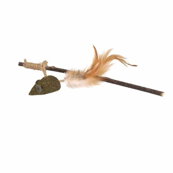 חכת צעצוע מעץ מטאטבי עם עכבר קטניפ Camon Matatabi