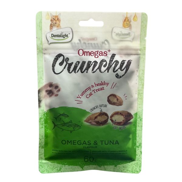דנטלייט חטיף לחתולים קראנצי אומגה עם קרם טונה - 60 גרם
