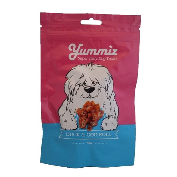 יאמיז חטיף לכלב גליליות ברווז ודג בקלה 80 גרם