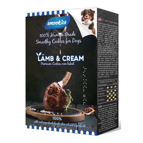 סמוקיס ביסקוויט לכלבים כבש ושמנת - 200 גרם