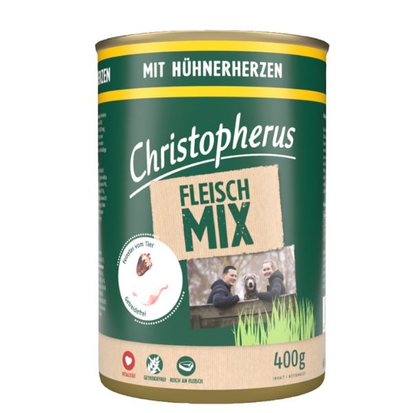 כריסטופרוס מעדן פטה לכלבים לבבות עוף - 400 גרם