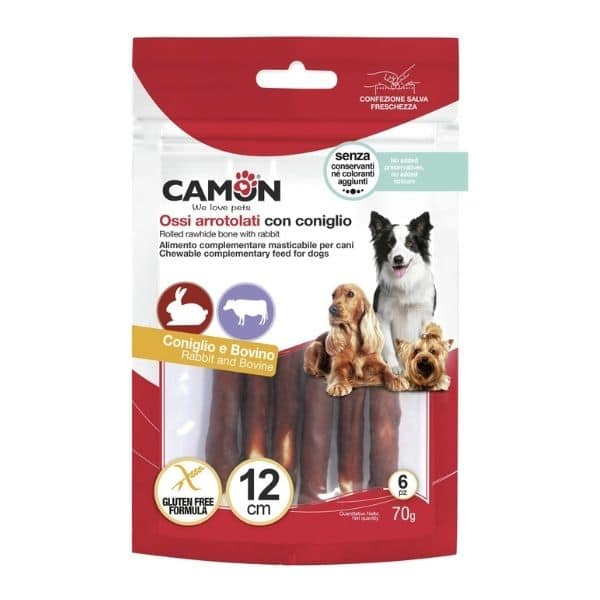 קמון עצמות רול בקר עטופות ארנב 12 ס"מ - 6 יח'