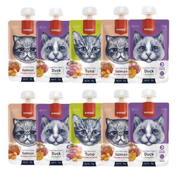 פאוץ מוס וונפי לחתולים מיקס טעמים 90 גרם – 10 יח'