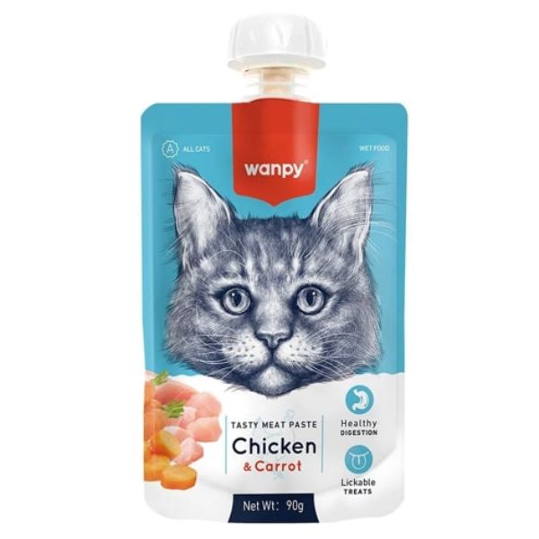 פאוץ מוס וונפי לחתולים עוף וגזר - 90 גרם