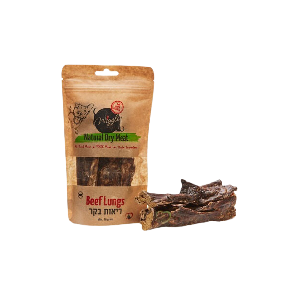 וויגל ריאות בקר מיובש 100% חטיף טבעי לכלבים - 70 גרם
