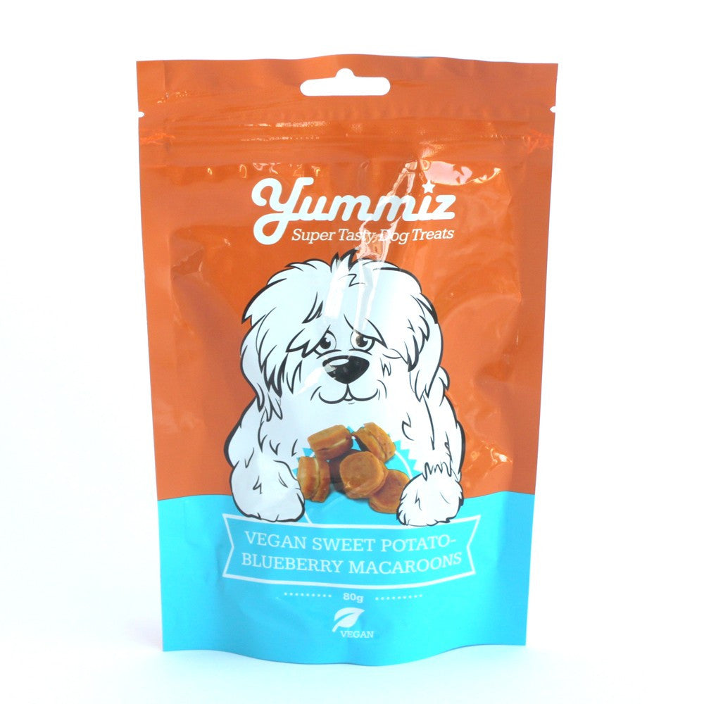 יאמיז לכלב מקרון אוכמניות ובטטה טבעוני 80 גרם