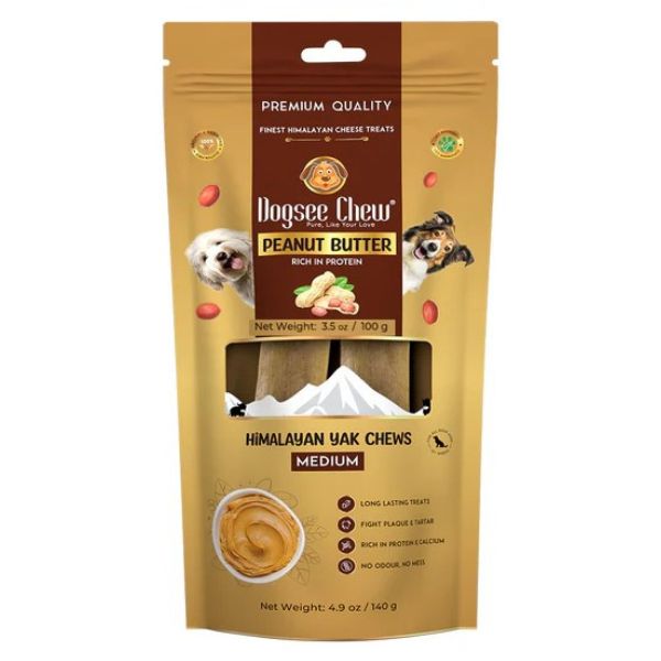 דוגסי צ'ו חטיף לעיסה Dogsee Chew עצם יאק 2 יח' בינוניות - חמאת בוטנים