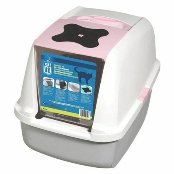 שירותים קט איט CATIT הייטק סגורים לחתול עם גג נפתח - ורוד