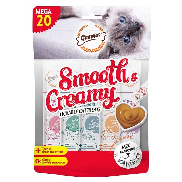 גנולרס קרם ליקוק לחתולים מיקס טעמים אריזת חסכון 20 יח' - 300 גרם