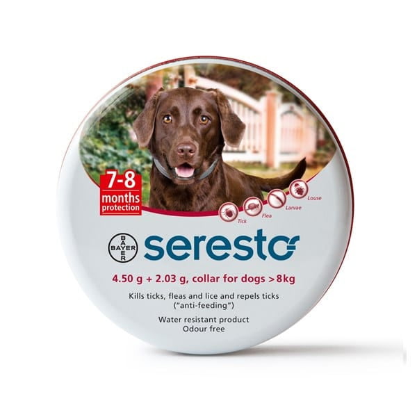 קולר סרסטו מקורי יבואן רשמי נגד קרציות ופרעושים לכלבים  - מעל 8 ק"ג