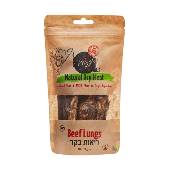 וויגל ריאות בקר מיובש 100% חטיף טבעי לכלבים - 70 גרם