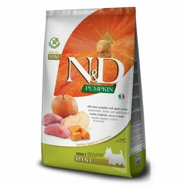 ND נטורל אנד דלישס גזע קטן חזיר בר, דלעת ותפוח ללא דגנים - 7 ק”ג