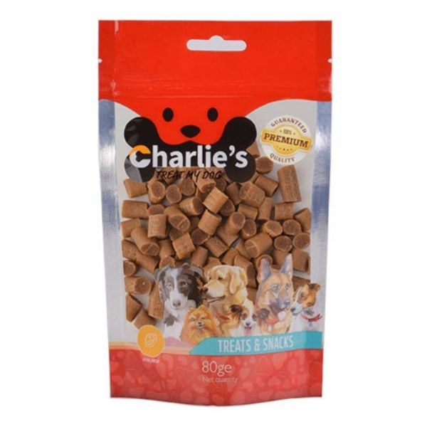 צארליז חטיף לכלבים נגיסי סלמון - 80 גרם