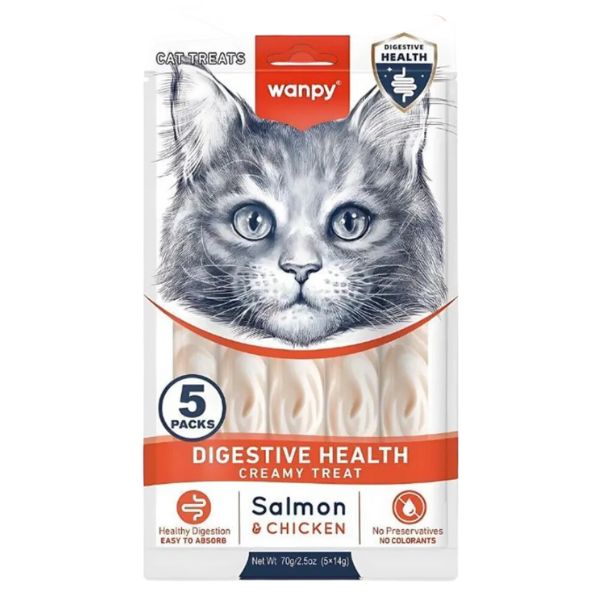 Wanpy וונפי קרם ליקוק פונקציונלי לחתולים סלמון ועוף לתמיכה בעיכול - 70 גרם