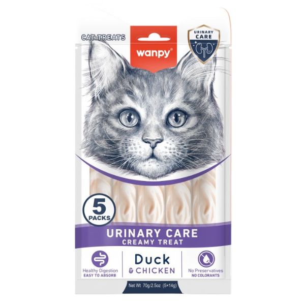 Wanpy וונפי קרם ליקוק פונקציונלי לחתולים ברווז ועוף לתמיכה במערכת השתן - 70 גרם