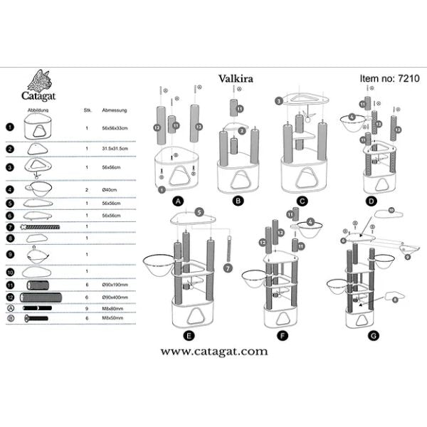 Catagat Valkira מתקן גירוד לחתולים מפואר ויוקרתי - 160 ס"מ