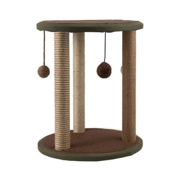 עמוד גירוד עגול עם כדורי משחק לחתולים - 50 ס"מ