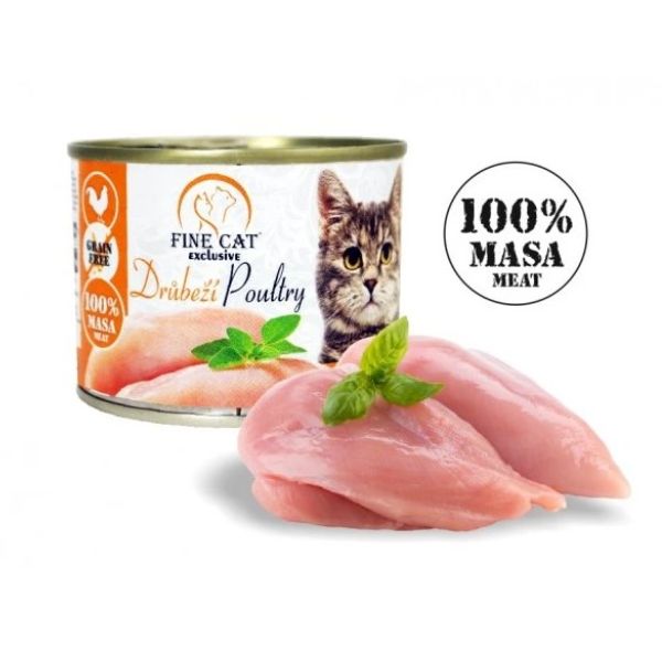 Fine Cat מעדן לחתולים 100% בשר פטה עוף - 200 גרם