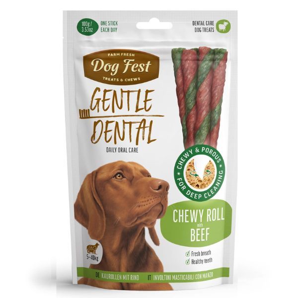 דוג פסט חטיף לכלבים דנטלי גליל בקר - 100 גרם